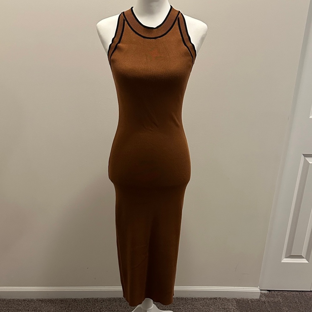 The Work Shop Sleeveless Brown Dress